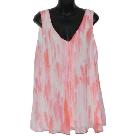 2 for/ $25 Cartise Tie Dye Sleeveless Tank Blouse Peach Pink White Size 10 - Picture 2 of 13